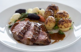 Pan seared duck breast with redcurrant jus