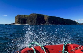 Staffa from the tender, by Flick Turnbull