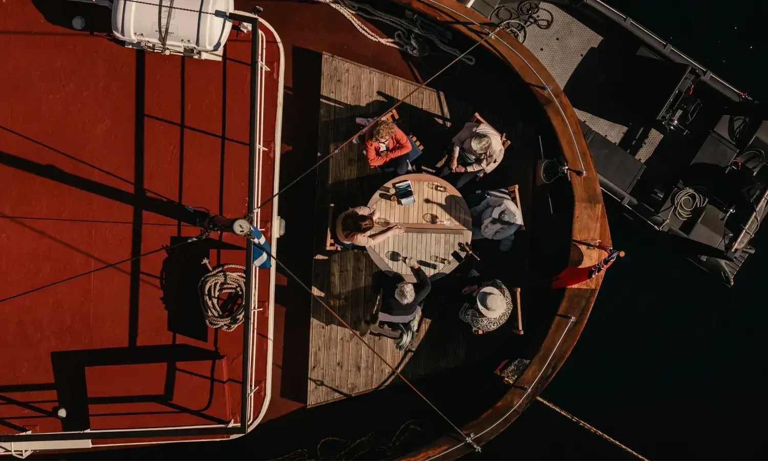 top down view of the deck of a ship